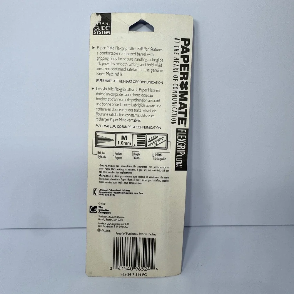 Paper Mate Flexgrip Ultra Purple Ink Ballpoint Pen 2ct Medium 1.0mm Vintage 1999